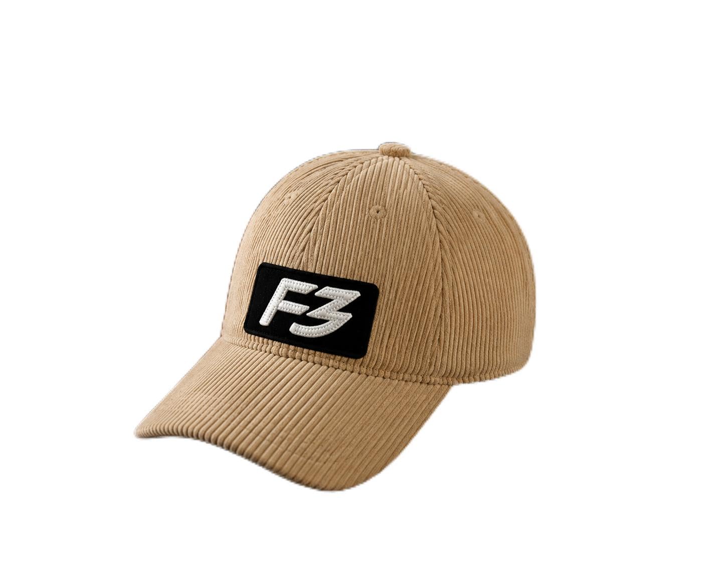 F3 Corduroy Baseball Cap with Embroidered Patch, Beige-picture-30