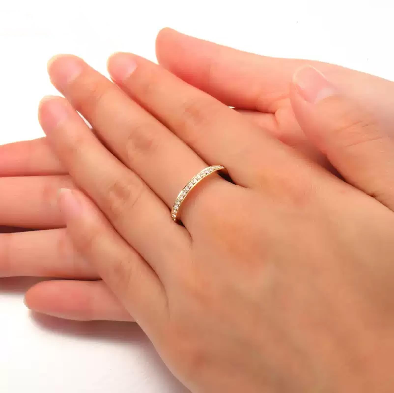 KnSam 9K/14K/18K Gelbgold Freundschaftsringe, Labor Erstellt Diamant Solitärring Klassiker Rundschliff Weiß, Echtschmuck Ring Gold Au750/ 585/375, Gr.47-70