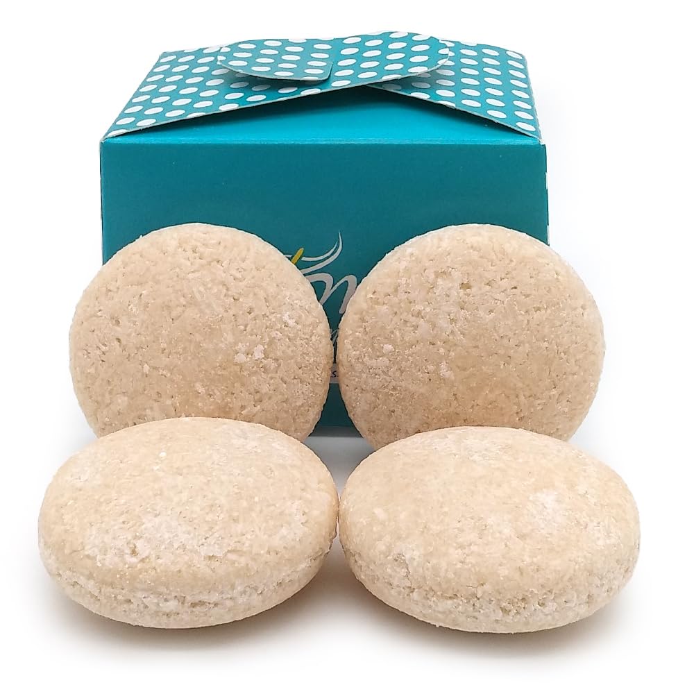 Champú sólido para cabello rizado - 100% natural - Con aceite de almendra y avena - Para pelo rizo, seco o encrespado - Define y nutre el rizo - Hecho en España (Pack 4 ud)