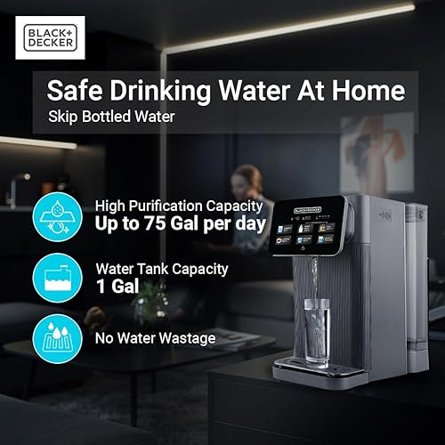 Miniatura 4 de BLACK+DECKER Filtro de agua RO+UV para encimera, encimera de filtro de agua de ósmosis inversa, sistema de filtración de 5 etapas con UV, probado