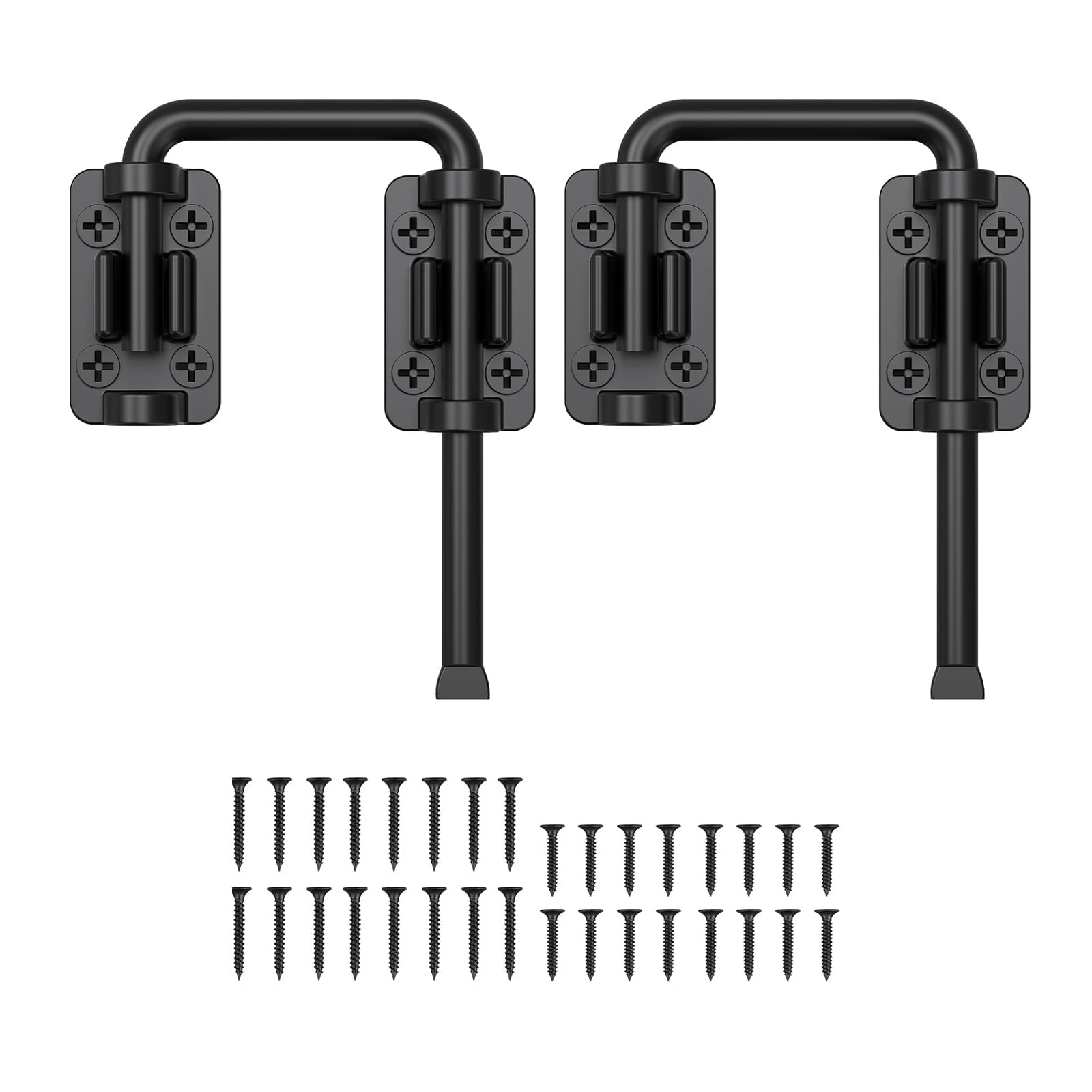 Yelajoy 2-Pack Stainless Steel Sliding Door Lock，2.36 Inch U-Bolt Latch for Patio, Barn & Gates，90°/180° Adjustable Installation (Weatherproof, Fits Windows/Fences/Sheds, Black)