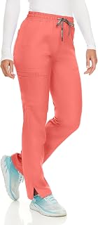 MediChic Women's Straight Leg Six Pocket Cargo Scrub Pants with 4-Way Stretch Scrubs