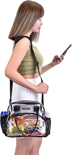 Miniatura 5 de USPECLARE Bolsa transparente multiusos, bolsa de almuerzo transparente con tablero inferior extraíble, correa de hombro ajustable, aprobada para