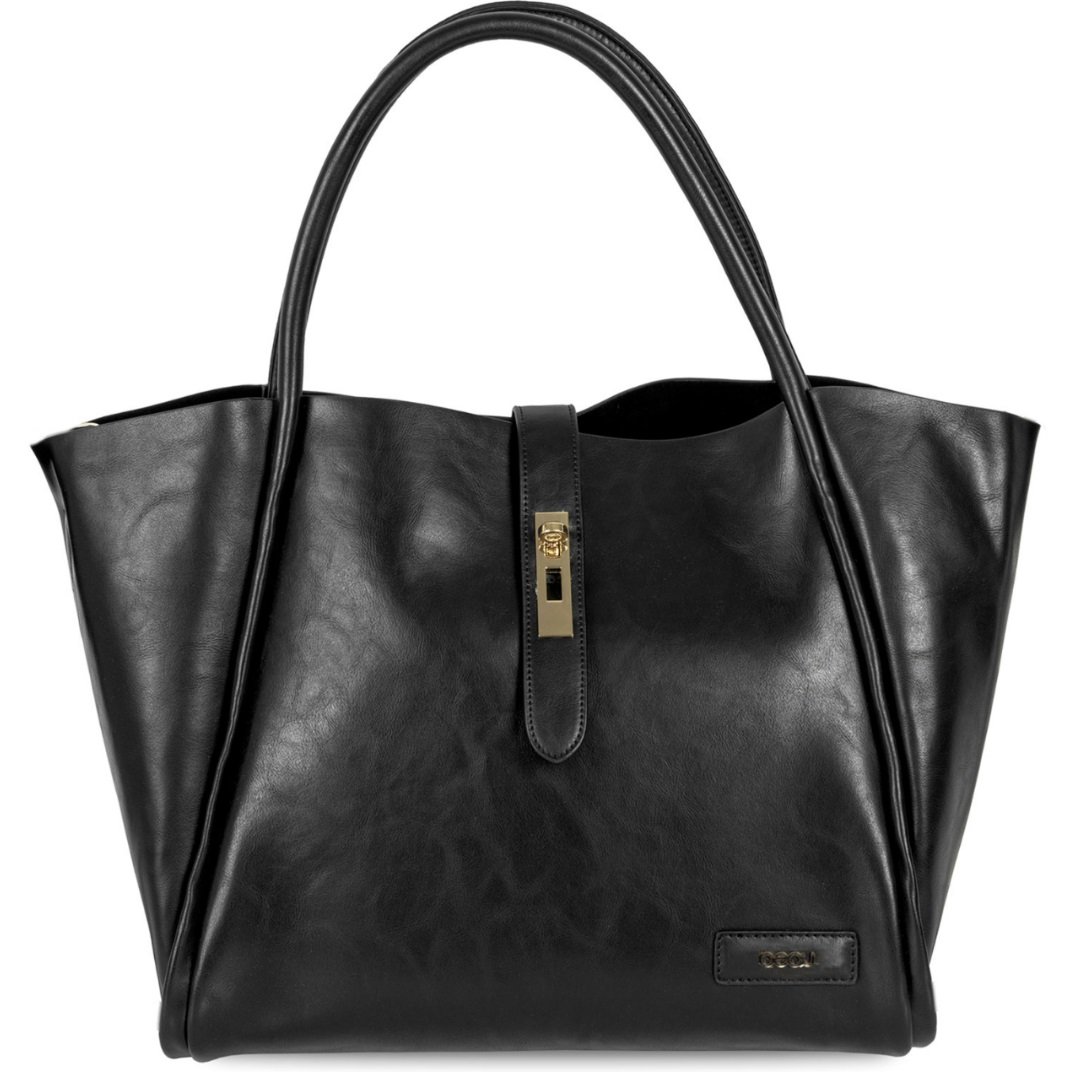 Beau Caris Faux Leather Diaper Bag - Black
