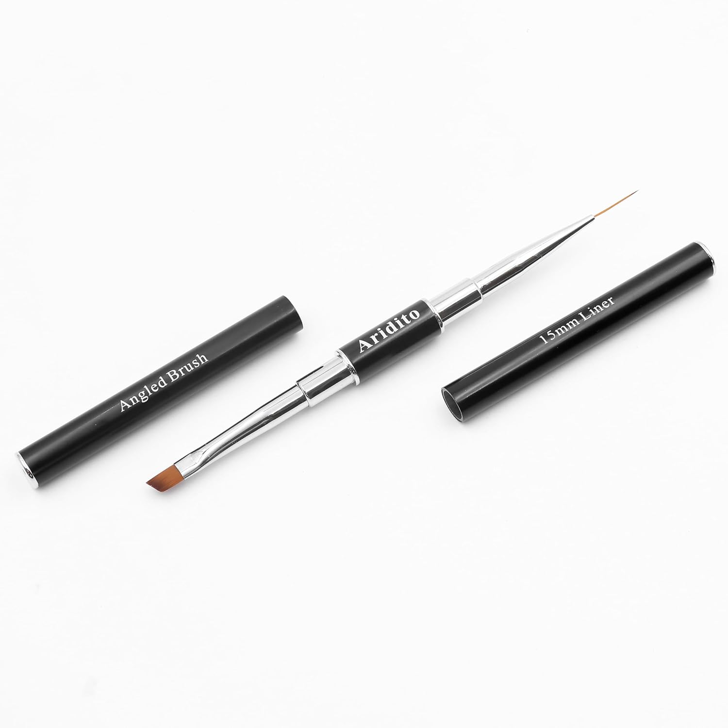 One 7-Pin Stainless Steel Nail Tool And 5pcs Double-Ended Nail Art Brushes Set With 5/10/15/20mm Liner Brushes, Gel Taking, Ombre/Flat/3D/Oval/Angled Brushes For DIY Manicures & Salons