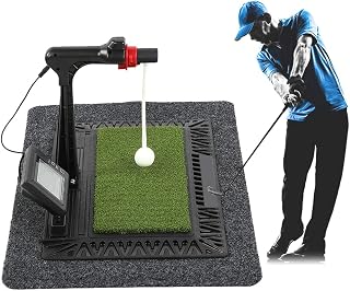 HYQNG Golf Swing Trainer, Digital Swing Practice Golf Swing Exerciser Golf Hitting Mats with Digital Screen, 360 Degree Rotation Golf Swing Groover Hitting Trainer Practice Mat Voice Trainer Set