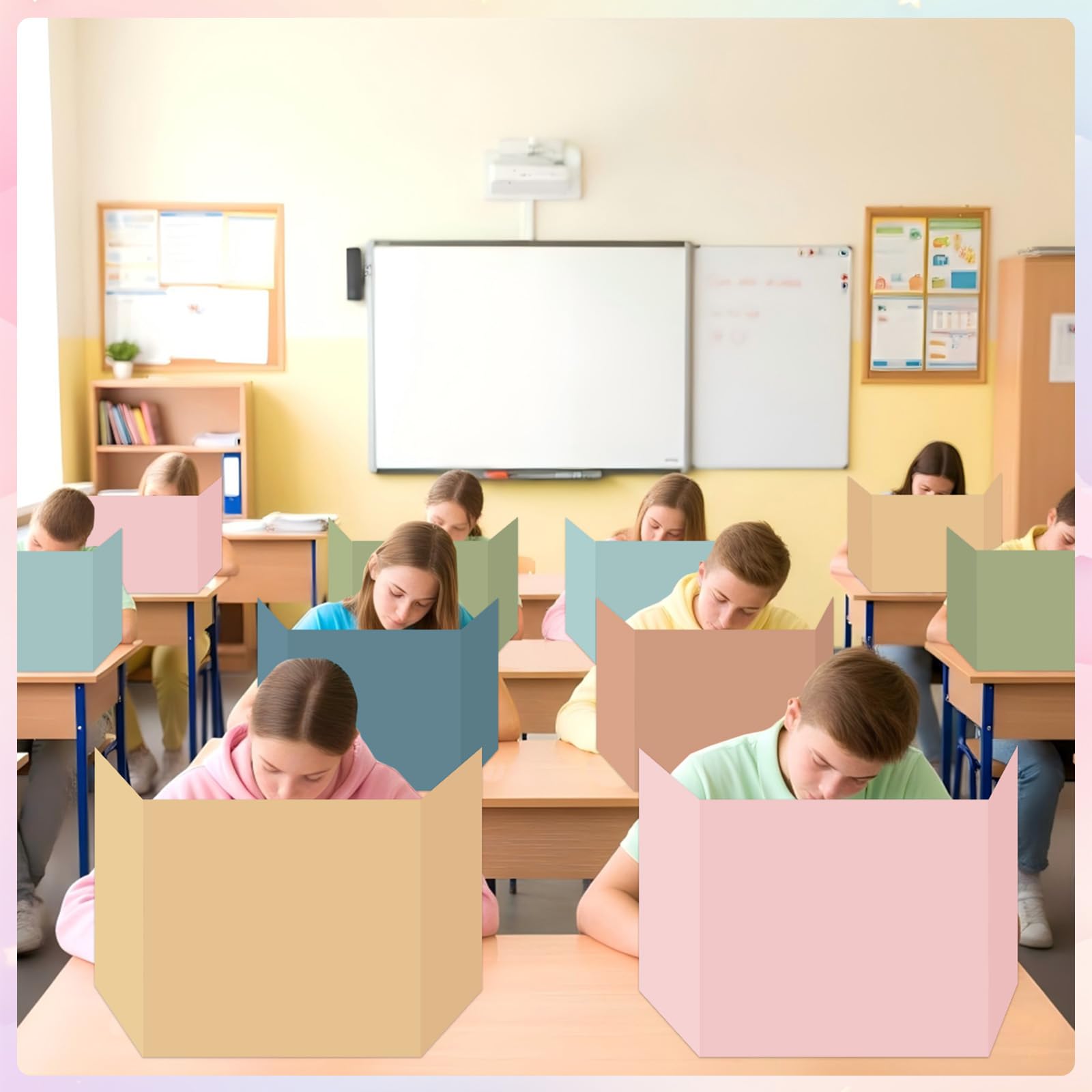 Confezione da 30 divisori da scrivania per studenti, in stile bohémien, per la privacy, impermeabili, per studio, divisori per test, privacy, scudi, cartelle per aule scolastiche, forniture per