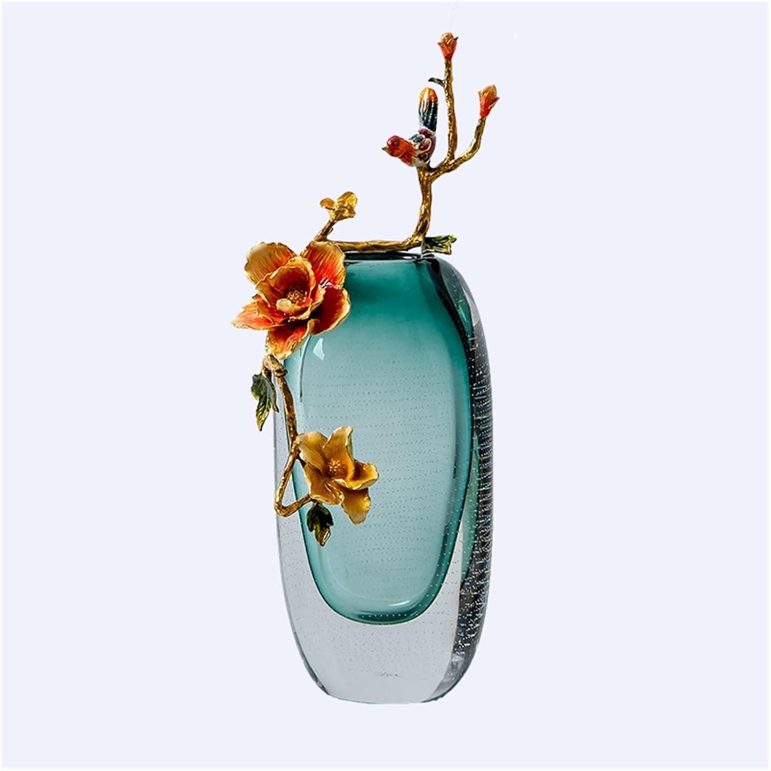Vase Light Luxury Decorative Glass Living Room Ornaments Chinese Style Household Ornaments Luxury Enamel Colored Glaze Vases Suitable for Dining and Living Room Home decoratio