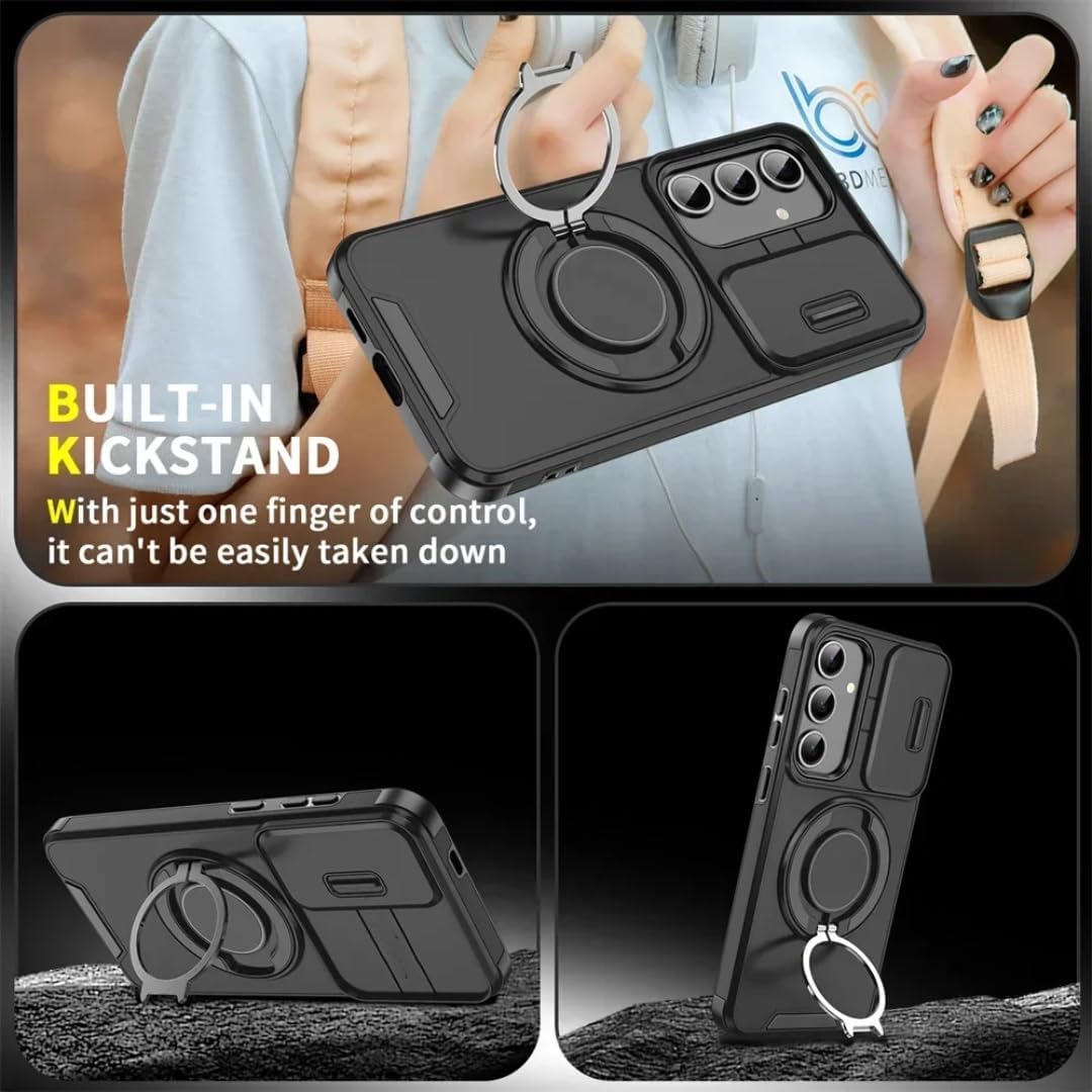 Armor Magnetic Bracket Case for Samsung Galaxy A56 A55 A36 A35 A16 A15 A54 Note 20ultra Slide Camera Protection Shockproof Cover(for Samsung A06/Purple) image 3
