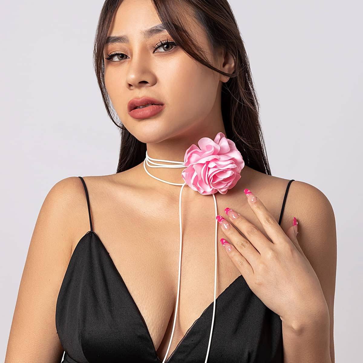 Bethynas Vintage Flower Choker Necklace Gothic Large Rose Neck Chain Long Wrap Leather Collar Tie Floral Women Neck Accessories Bridal Party Jewelry for Women - Image 2