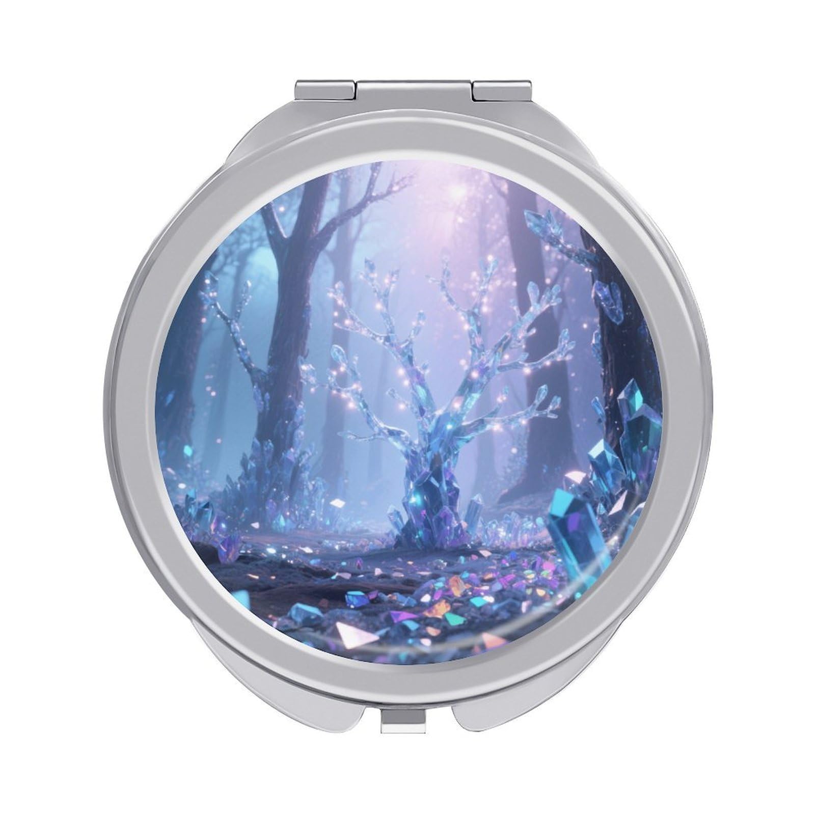 Fekiloot Style Mysterious Land Travel Makeup Mirror Handheld Compact Mirror Portable Pocket Mirror Double-Sided 1X/2X Magnifying For Handbag And Purses