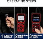 OBD2 Scanner, Diagnostic Machine with Reset, DTC, Data Stream, I/M Readiness, Clear Error Code, OBD2 Code Reader for Checking Engine Light & Emissions Readiness