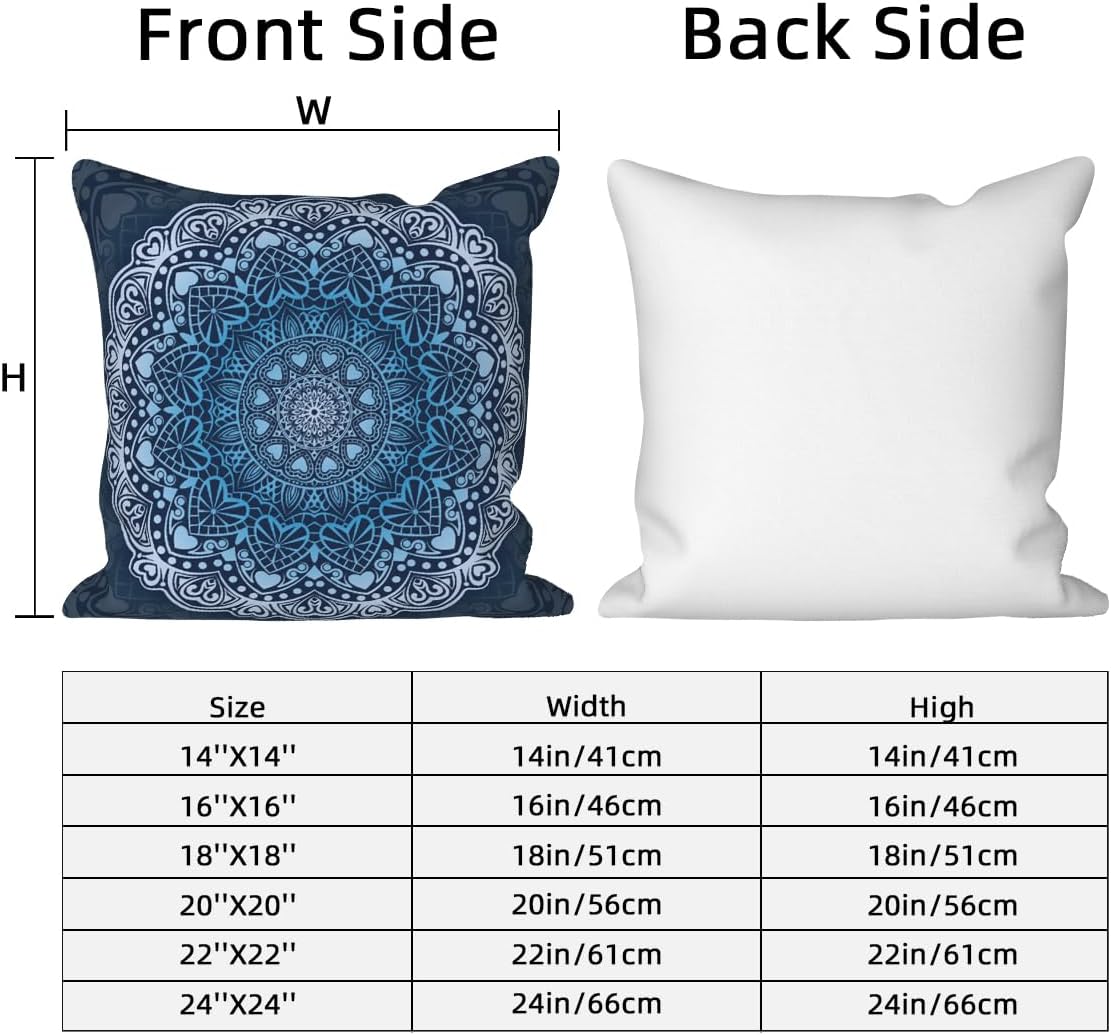 4 Pcs/Set Boho Pillow Covers Bohemian Ethnic Floral Mandala Compass Abstract Vintage Hippie Outdoor Linen Throw Pillow Cases for Couch Sofa Farmhouse Decorative, 20"x20", Blue White