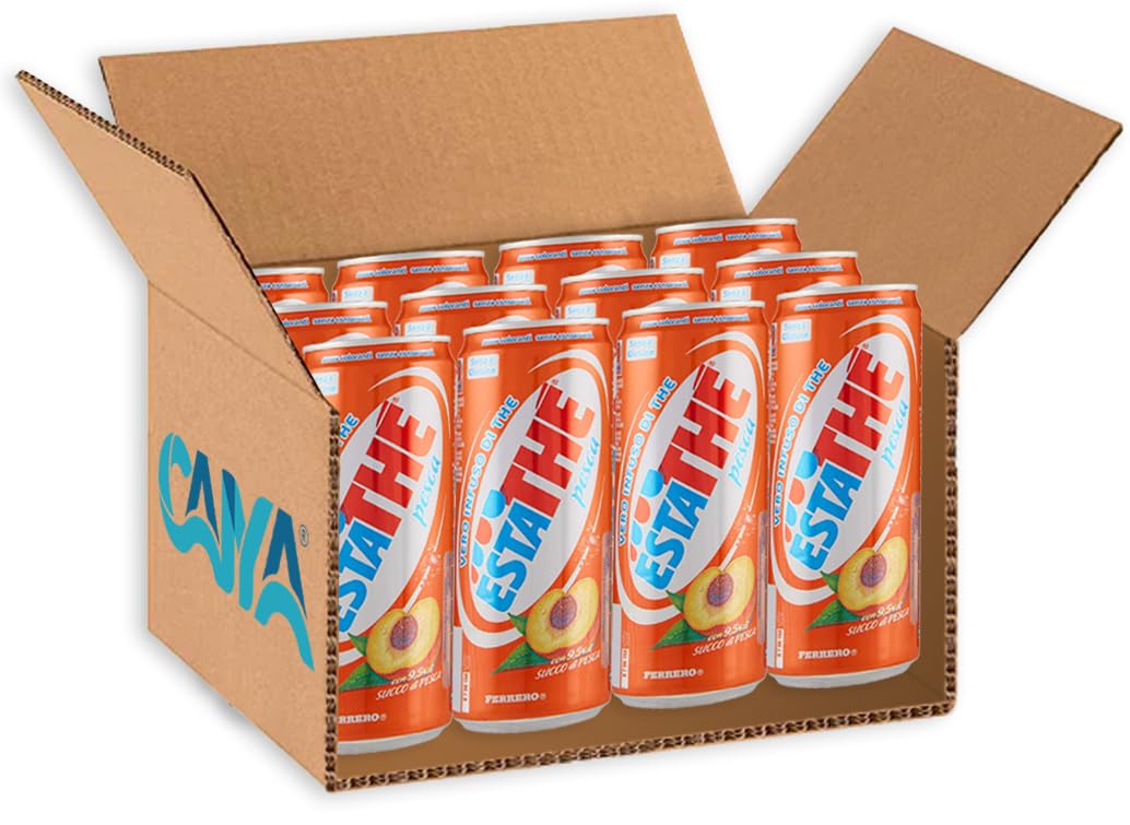 12X Estathe al Gusto di Pesca con Vero Infuso di Foglie di Thè Lattina 330ml [12 Lattine]