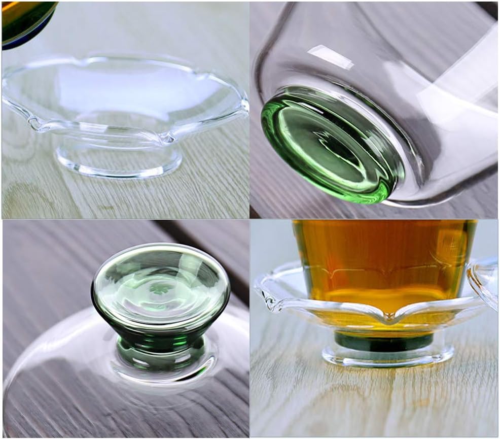 Chinese Glass Gaiwan Traditional Kongfu Tea Cup 170ml,Classic Tea Set Cup with lid and Saucer