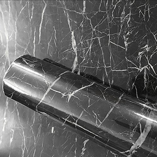 New Black Granite Look Marble Gloss Film Vinyl Self Adhesive Counter Top Peel And Stick Wall Decal 24''X118'' #TOP1