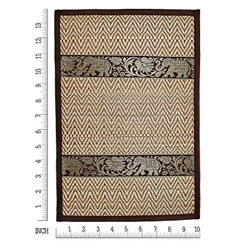 Aeravida Set Of 4 Mighty Elephant Bronze Silk Trim Reed Placemats And Coasters | Elephant Coaster Set | Square Placemats Set Of 4 | Placemat Coaster Set | Placemats And Coasters For Table #TOP4
