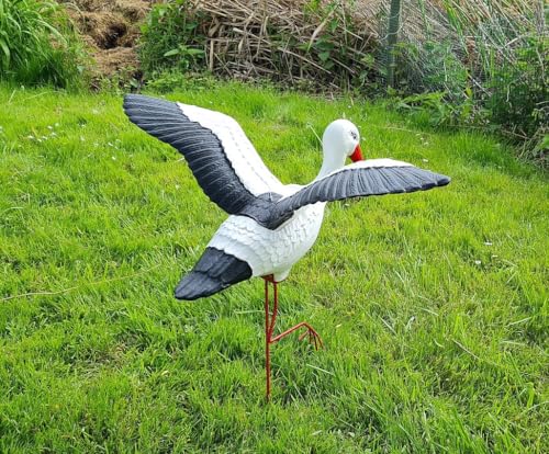 Cigogne Volante de Jardin H 75cm - Statue Décorative Extérieure en Métal - 7