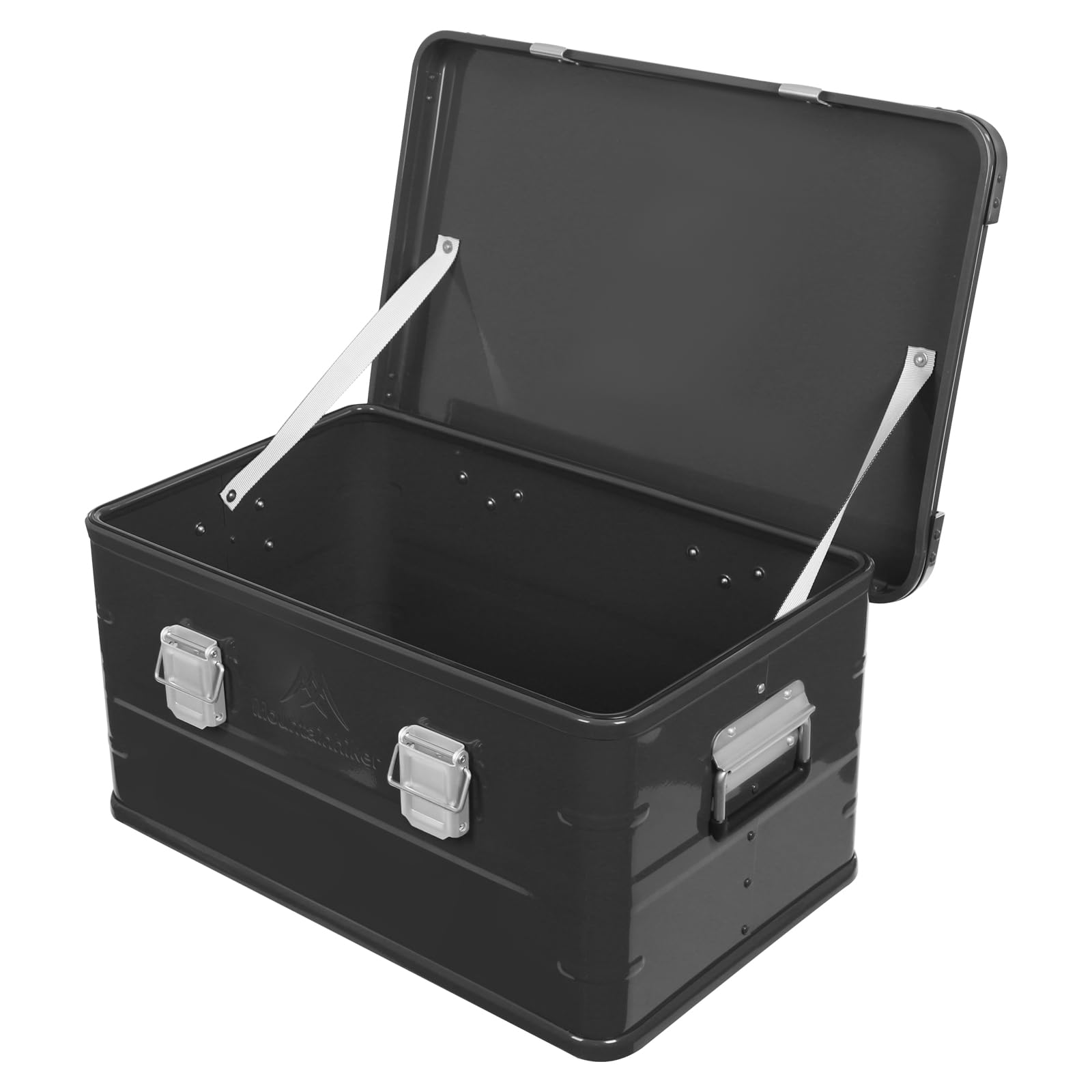 Aluminiumbox 50L, Alubox Transportbox mit Griffe, 1mm Wandstärke, Aufbewahrungskiste für Camping, Aufbewahrungsbox aus Aluminiumlegierung (Schwarz)