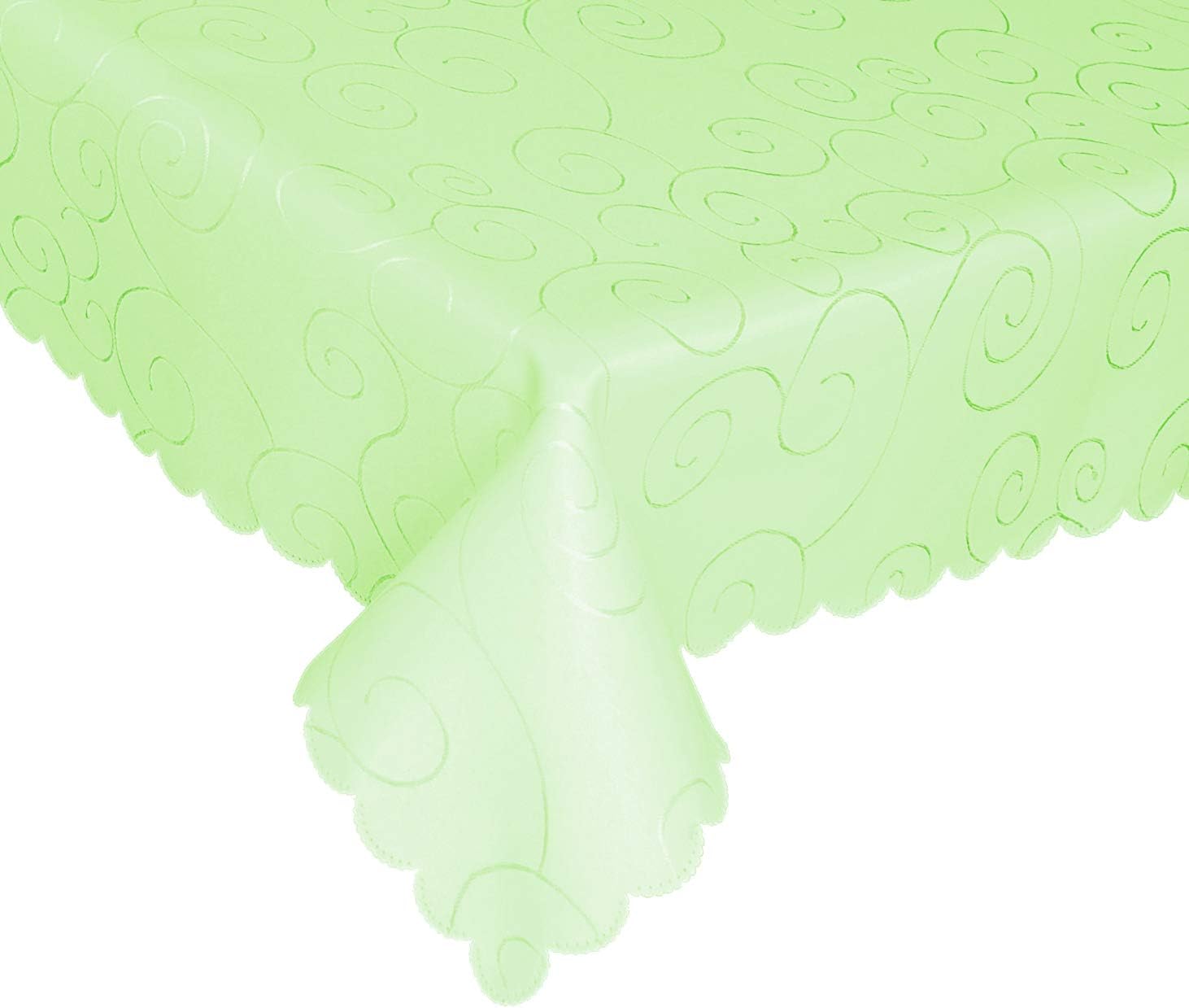 EcoSol Designs Microfiber Damask Tablecloth, Wrinkle-Free & Stain Resistant (60x84, Light Green) Swirls