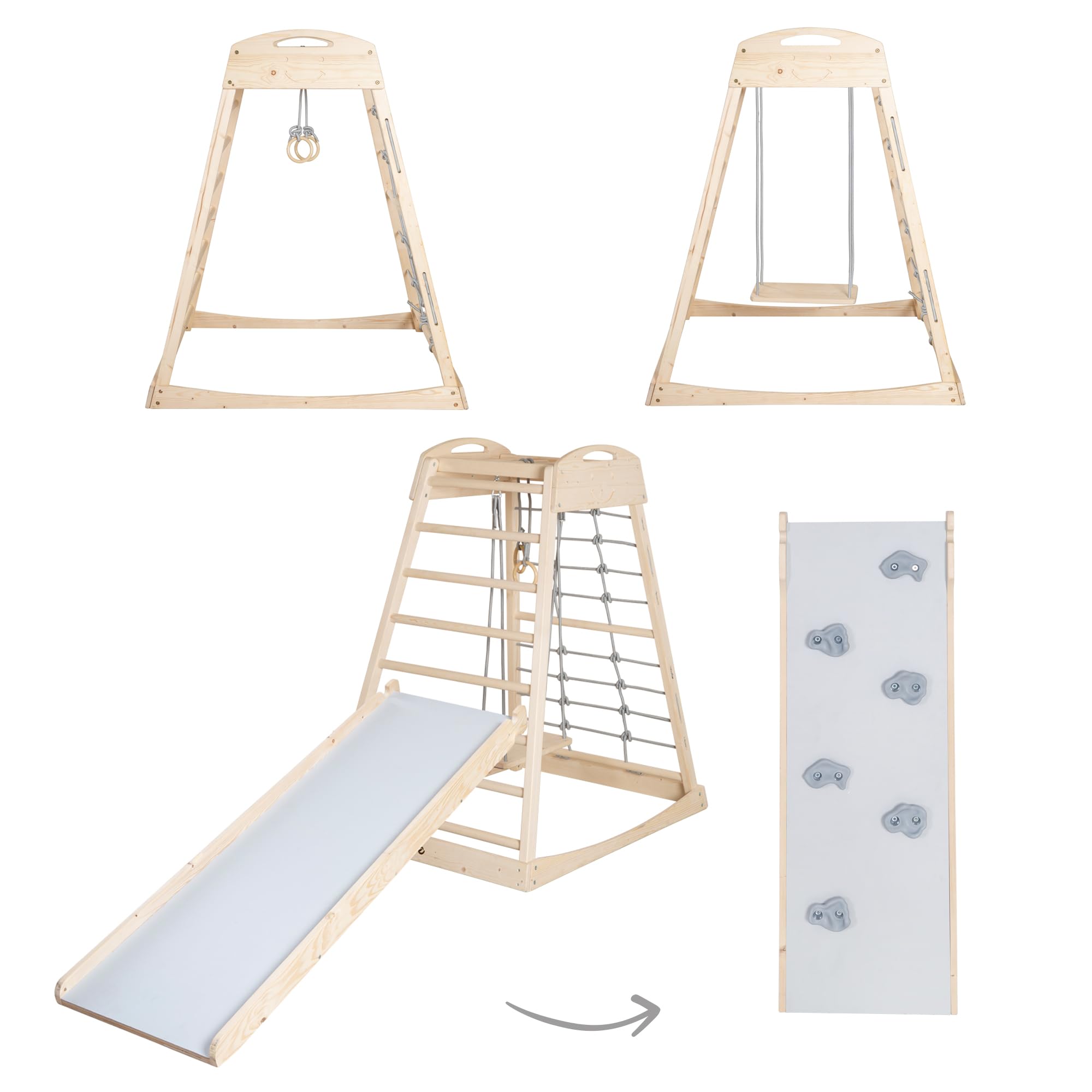 roba Tavola Scivolo in Legno – Accessorio per Triangolo da Arrampicata e Torre Gioco – Utilizzabile su Entrambi i Lati come Scivolo e Elemento da Arrampicata – Da Appendere alla Struttura – Da 24 Mesi