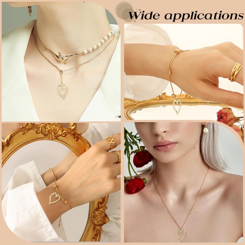 Beebeecraft 1 Box 10Pcs Hollow Heart Charm Real 18K Gold Plated Valentines Mothers Love Heart Shaped Charms Hollow Frame Pendants for Jewelry Making Findings Earrings Necklace Bracelets DIY Crafts - Image 6