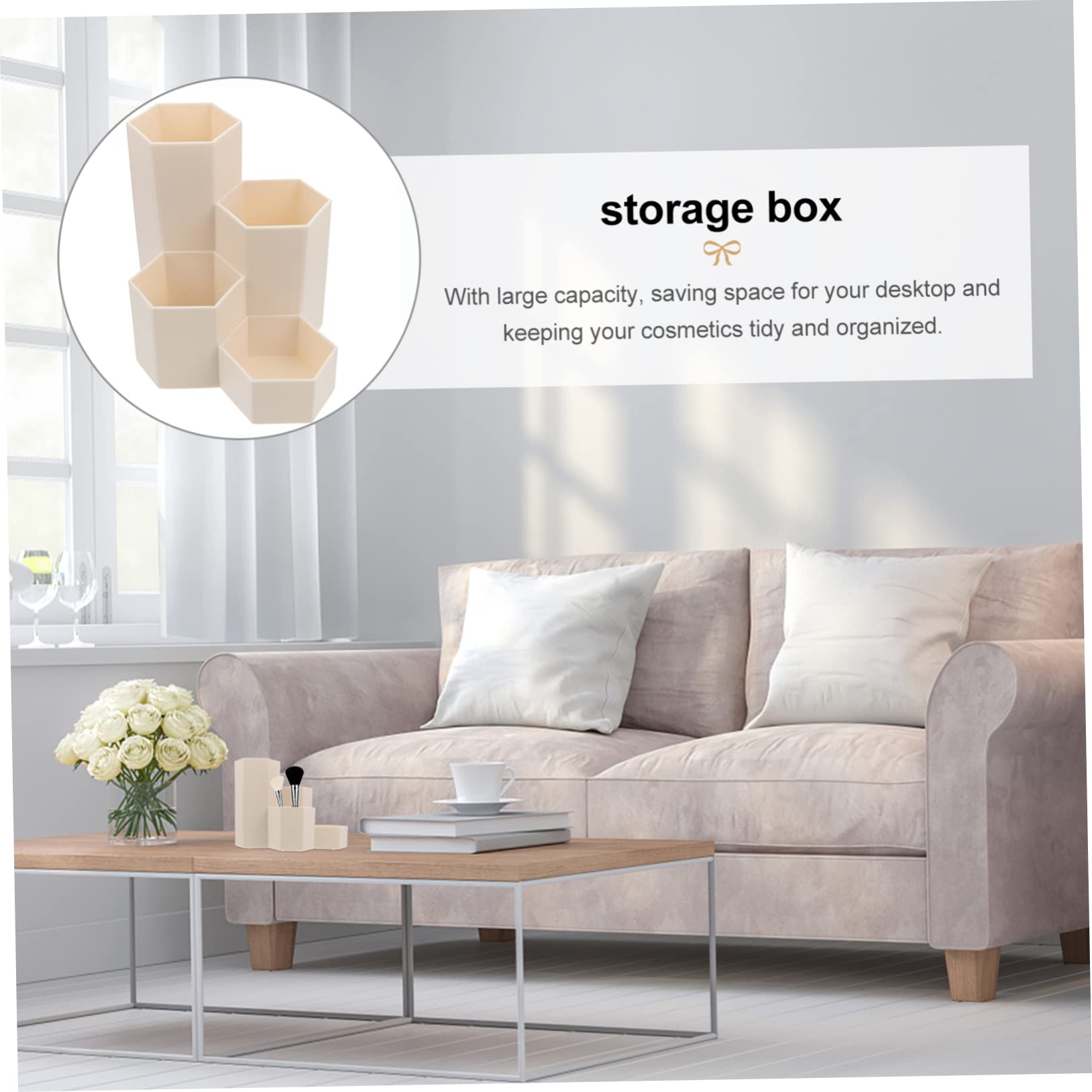 3 Portalápices Multifuncionales Cajón De Oficina Caja Organizadora De Escritorio Caja De Plástico Con Diseño Hexagonal De 4 Cuadrículas.