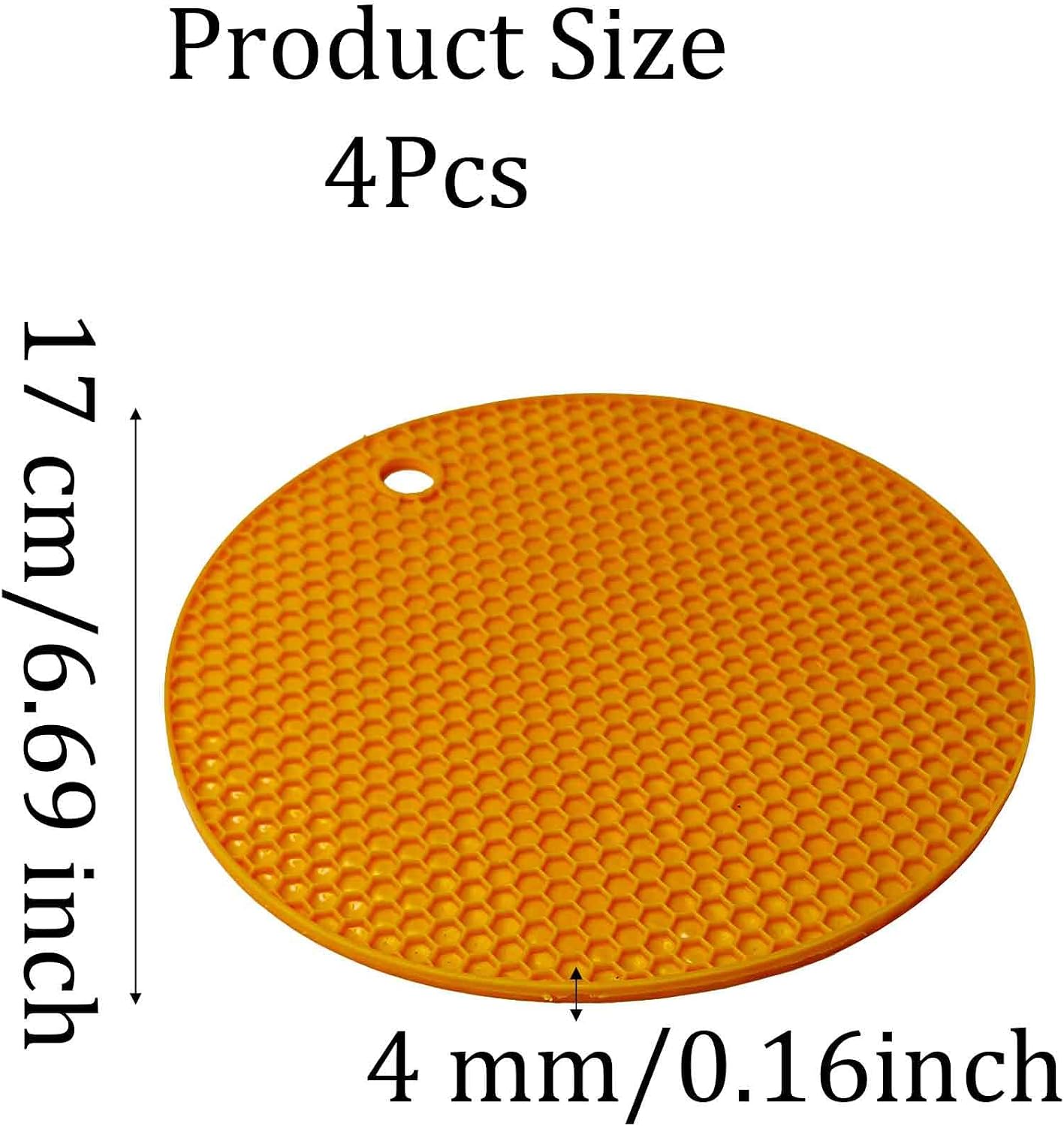 4PCS Silicone Jar Opener Gripper Pads, Non-Slip Round Lid Opener for Weak Hands, Seniors, and Kids, Food-Grade Heat-Resistant Multipurpose Coaster & Bottle Opener Kitchen Helper Set(Orange)