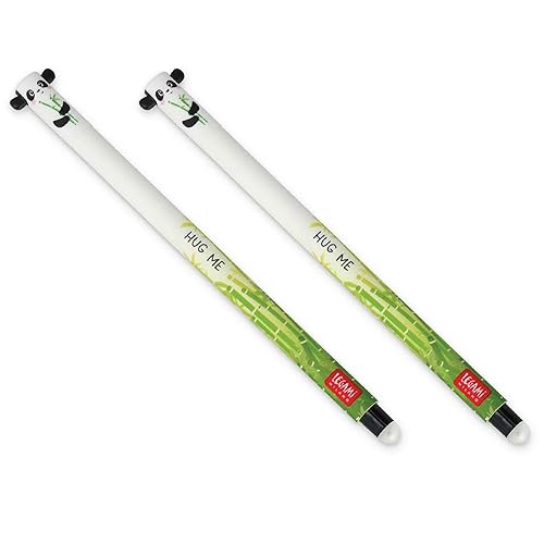 LEGAMI Erasable Gel Pen Panda, Thermosensitive Ink, 0.7 mm Tip Diameter, 15 cm Length, Black ink (Pack of 2)
