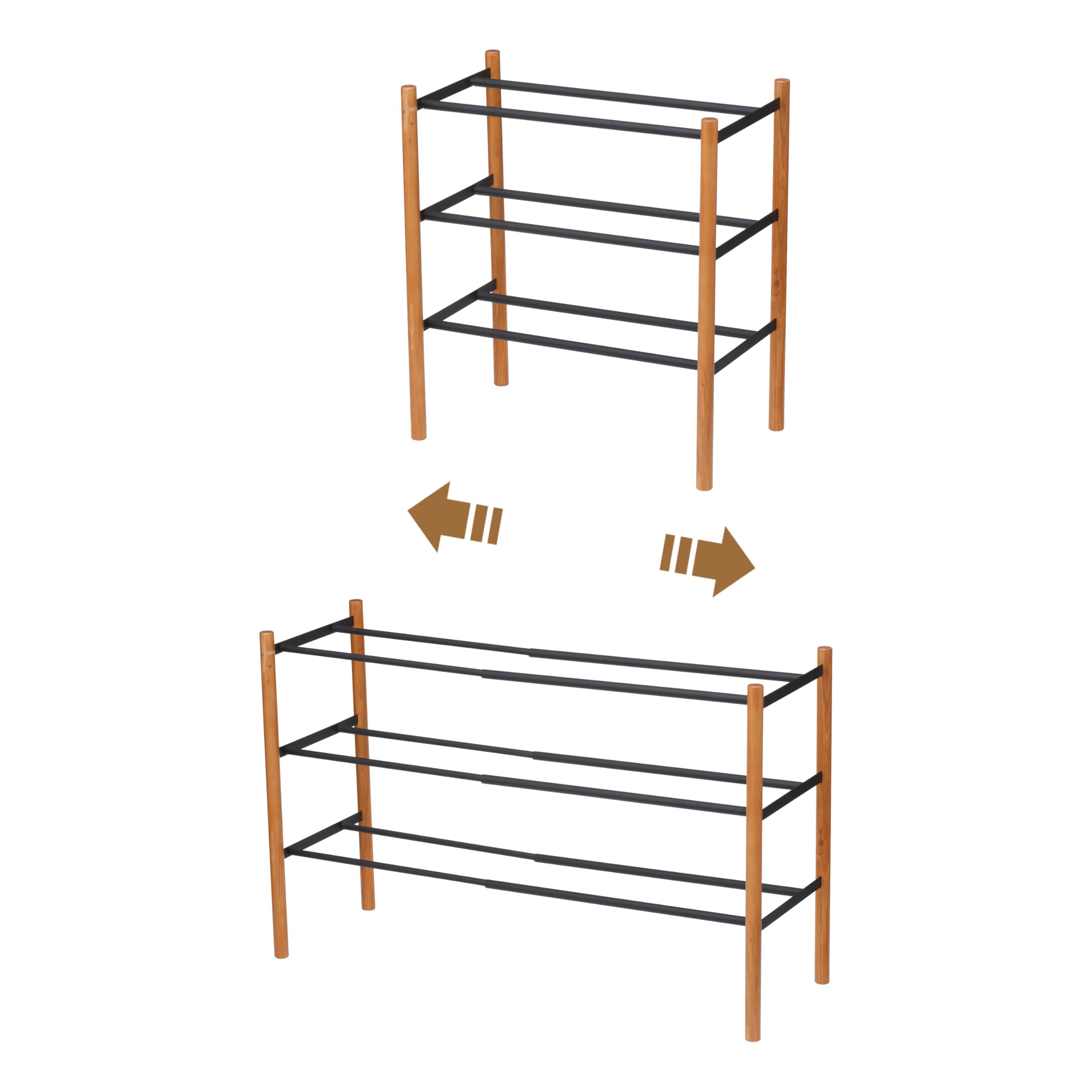 Amazon.com: YAMAZAKI home Plain Expandable 3-Tierd Shoe Rack Black
