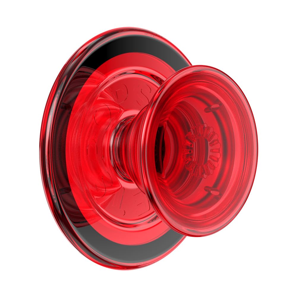 PopSockets Agarre para teléfono Compatible con MagSafe, Anillo Adaptador para MagSafe Incluido, Soporte para teléfono, Compatible con Carga inalámbrica, Color Rojo translúcido