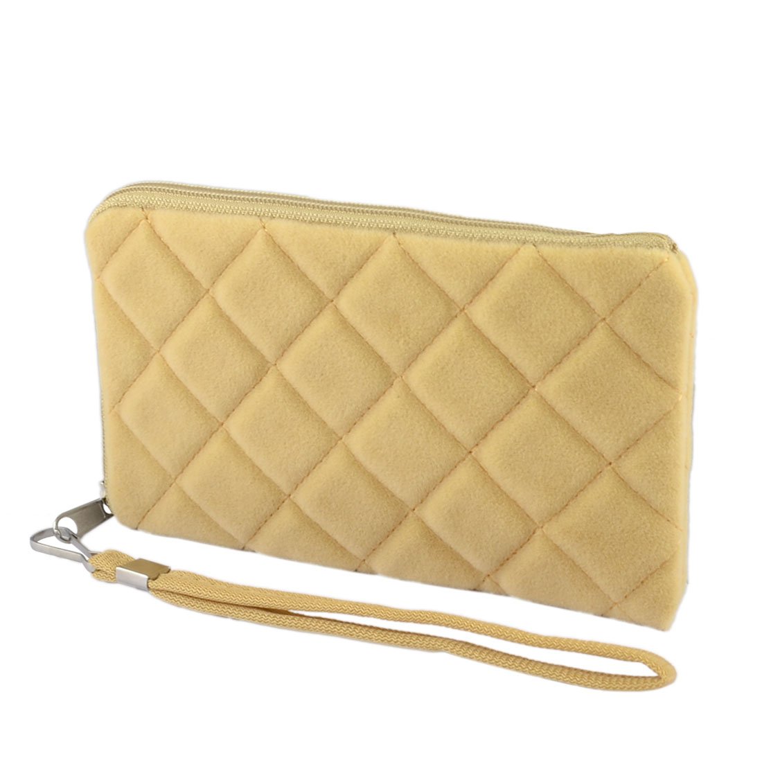 ZHuidjo Beige Velvet Plaid Pattern L Shaped Zipper Closure Mobile Phone Pouch (SN: 8af dfd b1a 280 c23)