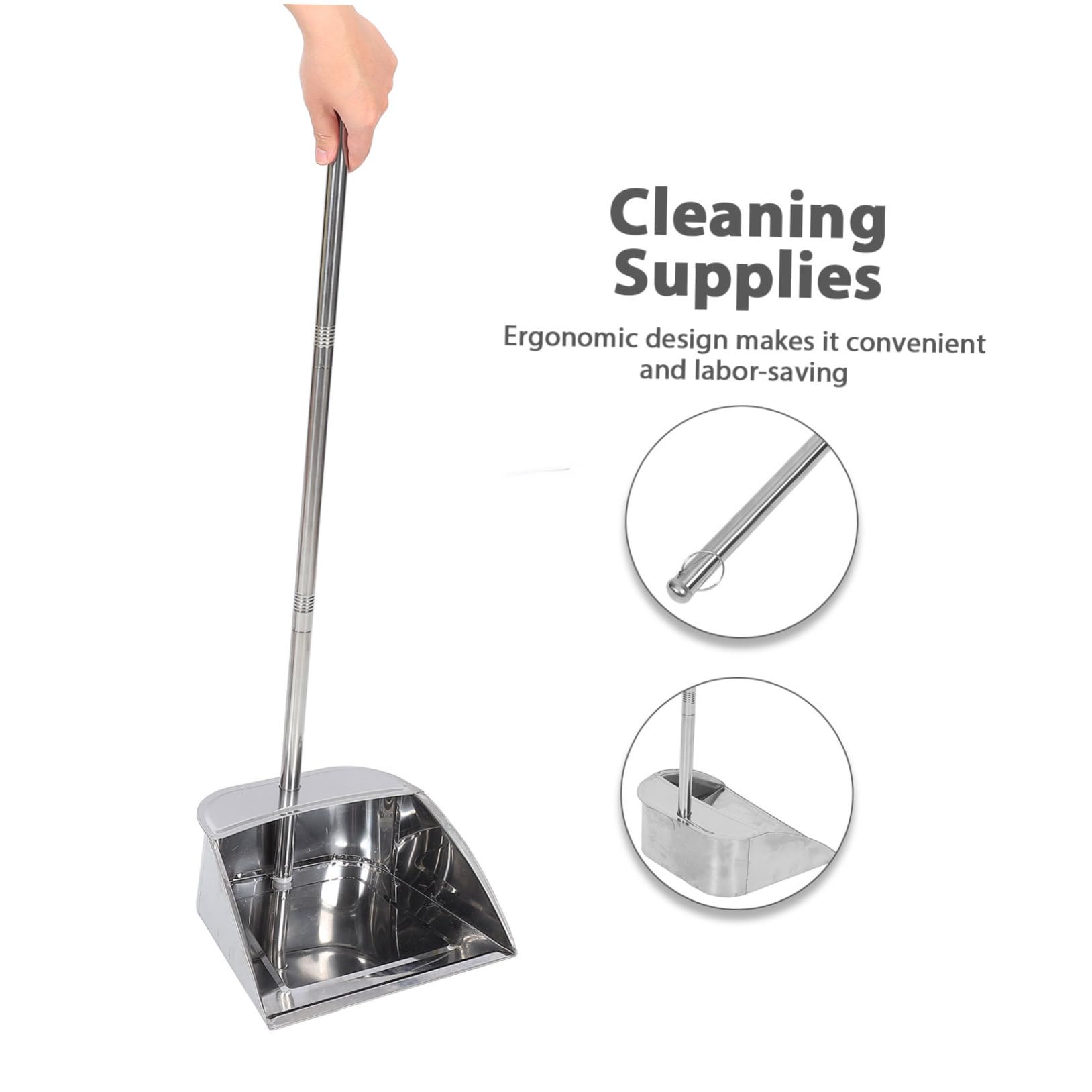 Recogedor de Basura Mango Largo Extensible de Acero Inoxidable y Recogida de Polvo para Limpieza Hogar en Rincones Estrechos