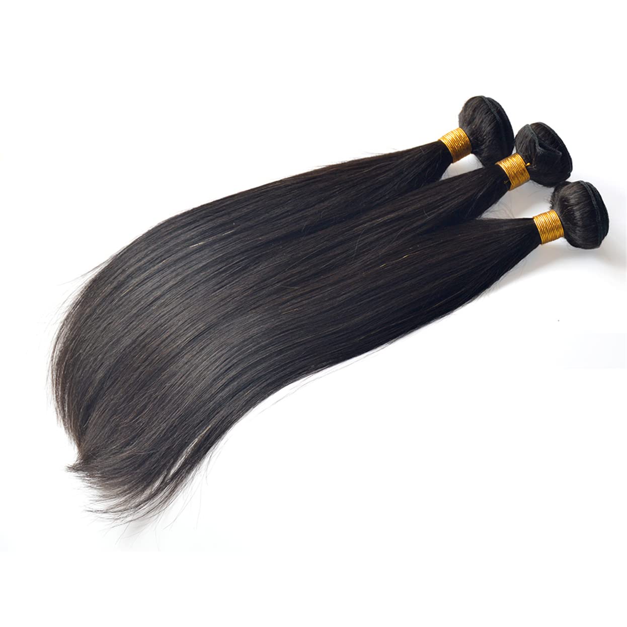 Straight Real Hair Extensions For Women 3 Bundles Set (8 8 8 Inches) 100g/Bundle Unprocessed Peruvian Human Hair Weave Natural Black Soft Smooth Doule Wefted Remy Hair Extensions Sew In Human Hair For Black Women