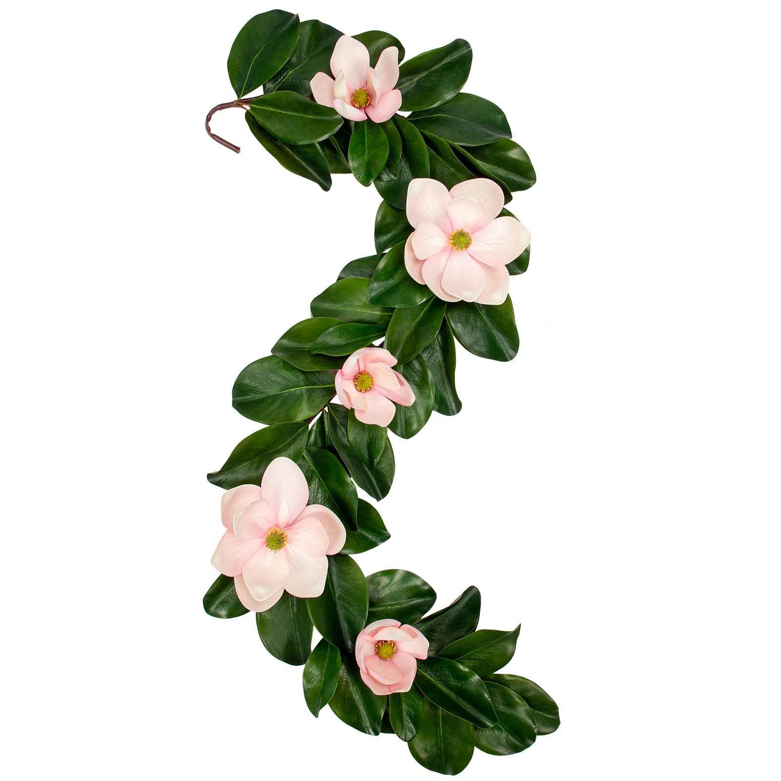 Girlanda ze sztucznej magnolii, 15 m, sztuczny różowy kwiat, prawdziwe w dotyku, kwiaty, zieleń, winorośl, sztuczny liść magnolii, girlandy, kwiatowe girlandy, dekoracja na łuk ślubny, kominek