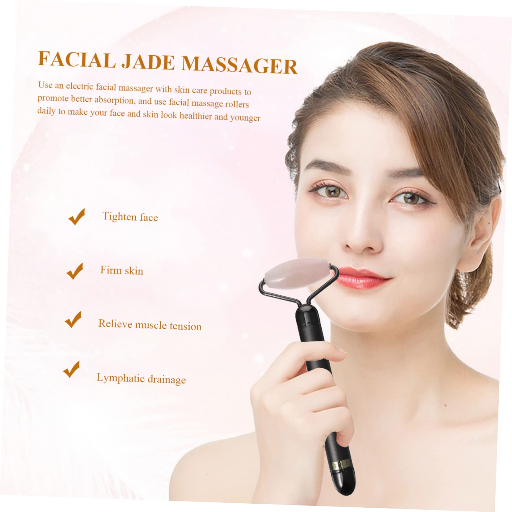 Healeved Masajeador Facial Rodillo Facial de Jade y Polvo de Cristal, Estimula la Circulación y Promueve la Producción de Colágeno para Piel del Rostro