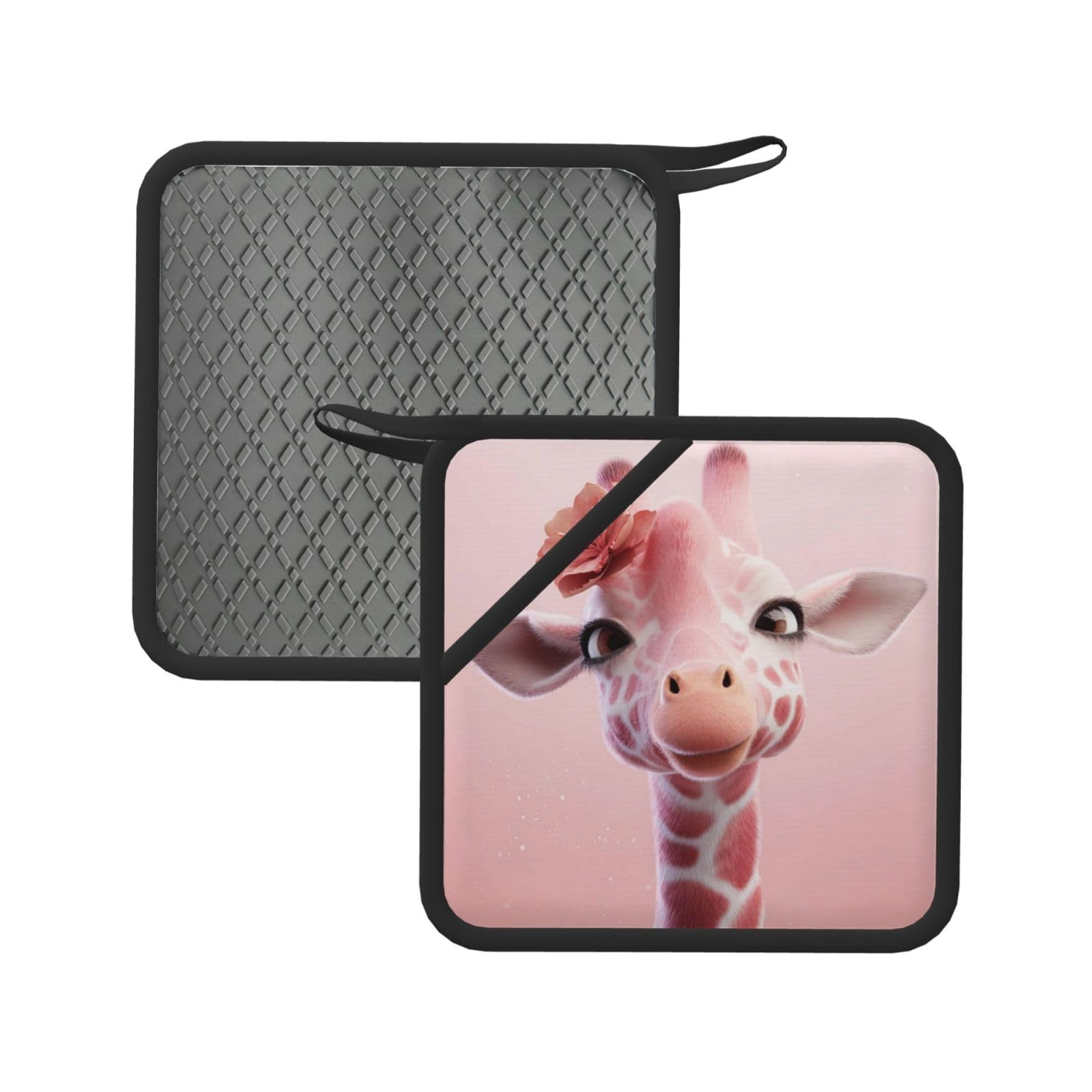 Pot Holders Set of 2 Kitchen Heat Resistant Potholders Giraffe Silicone Aunty-hot Pad Cotton Lining Oven Hot Pads for Cooking Baking BBQ Microwave Kitchen