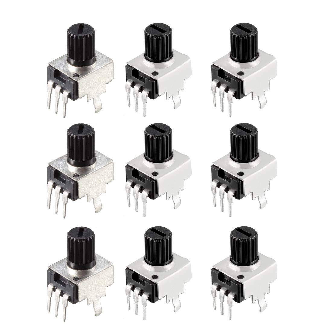 sourcing map Carbon Film Potentiometer Rotary Variable Resistors Single Turn (1K,5K,10K,20K,50K,100K,200K,500K,1M Ohm each 5pcs) 45pcs