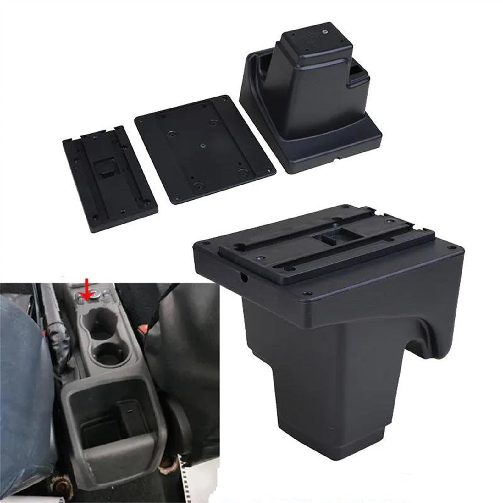 Scatola Bracciolo Con Supporto Multifunzionale Accessori Per La Modifica Degli Interni Dell'auto Imbottiti In PU Per Focus 3 MK3 Consolle centrale(D2 Black line No USB)