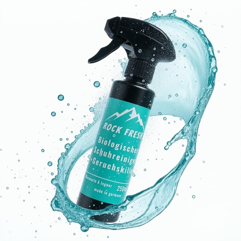 Biologisches Schuhdeo & Schuhspray gegen Käsefüße/Schweißfüße 250 ml Konzentrat – biologischer Geruchsentferner gegen stinkende Schuhe – für Kletterschuhe, Boulderschuhe und mehr | Rock Fresh | Biologisch & probiotisch – Schuhreinigung und Schuhdeo in ein