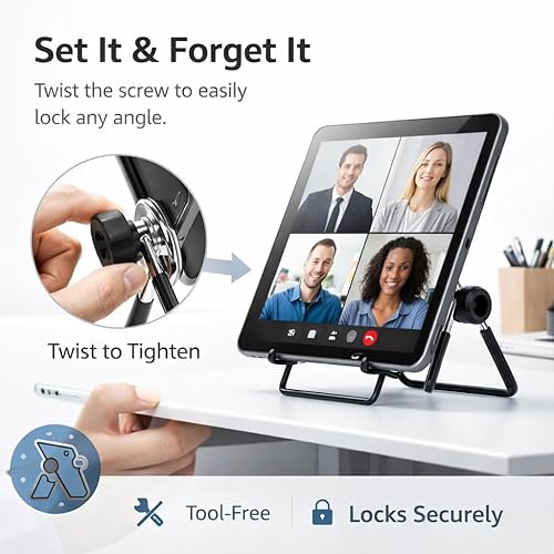 Miniatura 3 de Mizi Soporte ajustable para tablet – Soporte de escritorio plegable antideslizante para tabletas de 9 a 12.9 pulgadas, iPad, Samsung Galaxy Tab,