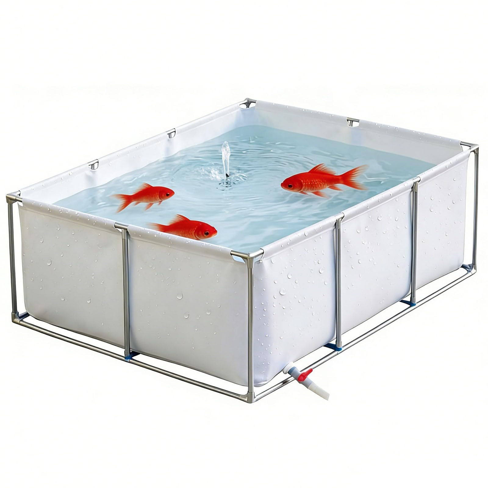 Wujgbnhg Square Canvas Fish Pond,Portable Koi Fish Holding Tank,Large Outdoor,Irrigation Water StorageTank,for koi pond Culture Agricultural,Easy to Set Up,Drain Valve,for Fish,Aquarium Pool