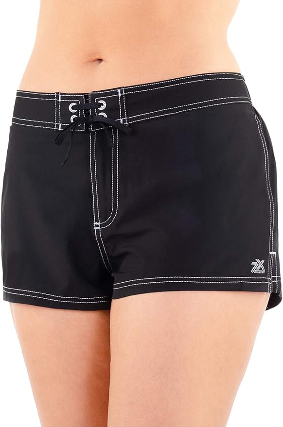 ZeroXposur Women's Swim Shorts with Inner Brief and Back Pocket at