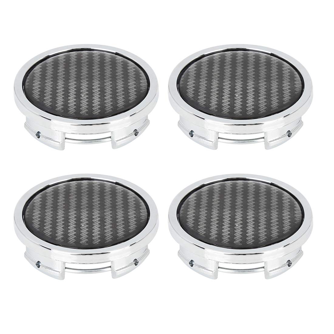 X AUTOHAUX Enjoliveurs De Moyeu De Roue 4 Pcs pour Automobile Carbone Fibre | Diamètre Extérieur 57mm, Base 51.7mm, Hauteur 16mm, Clip 54mm, ABS & Aluminium, Avant/Arrière
