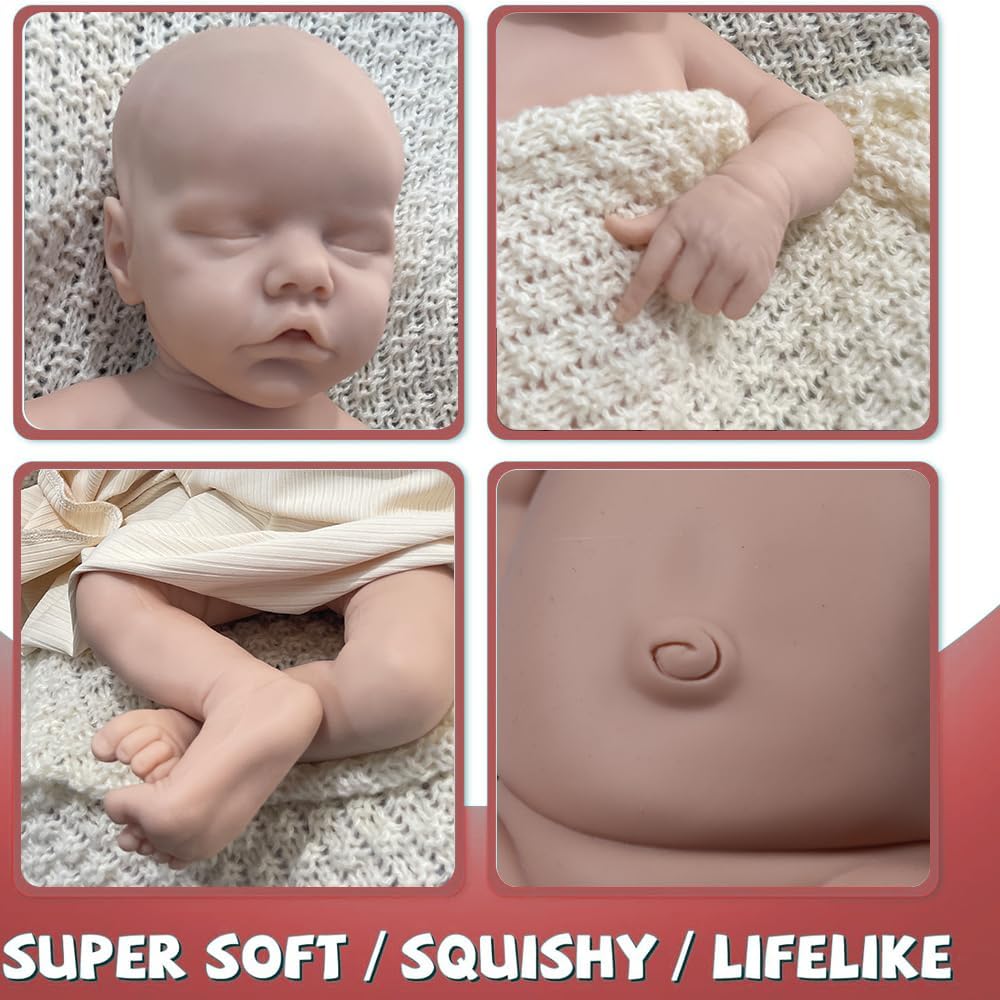 18in Unpainted Full Body Silicone Reborn Doll DIY Blank Weighted Lifelike Newborn Girl