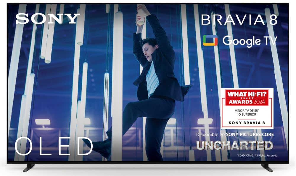 Sony BRAVIA 8 OLED 77" – Televisor 4K HDR con Dolby Vision Atmos, IMAX Enhanced y Procesador Cognitive XR, Google TV, 120Hz, Ideal para Cine y Gaming con PS5 – Negro