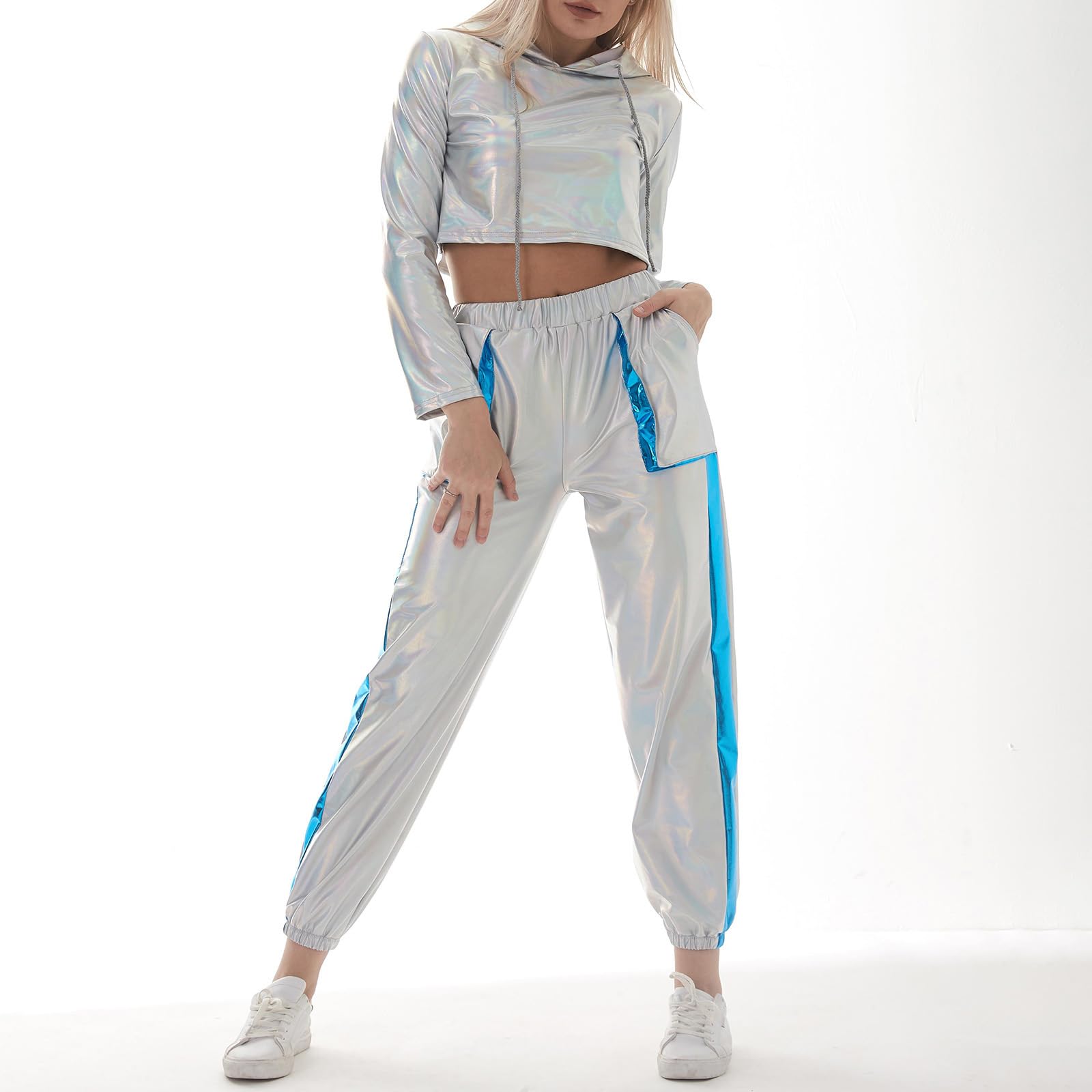 IMEKIS 80s Tracksuit for Women Men Retro Hip Hop Windbreaker Halloween Cosplay Disco Tracksuit 90s Shell Suit