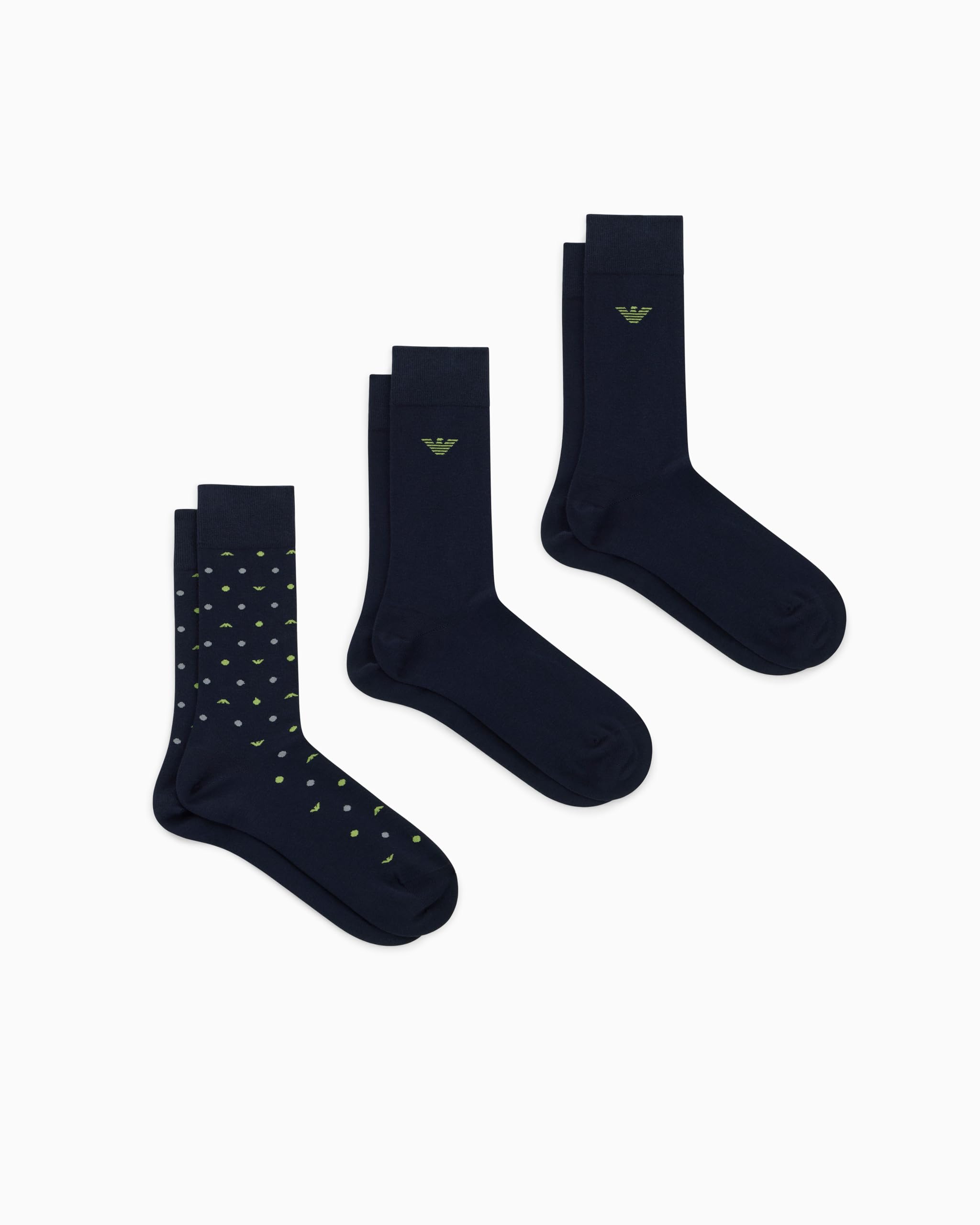 Emporio Armani MAN'S ALLOVER EAGLE 3-PACK SOCKS SHORT BLUE TU