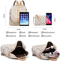 Vista 6 de Makes Mochila para mujer, de piel sintética, bolsa de viaje con bolsa, diseño convertible con bolso, 2 piezas