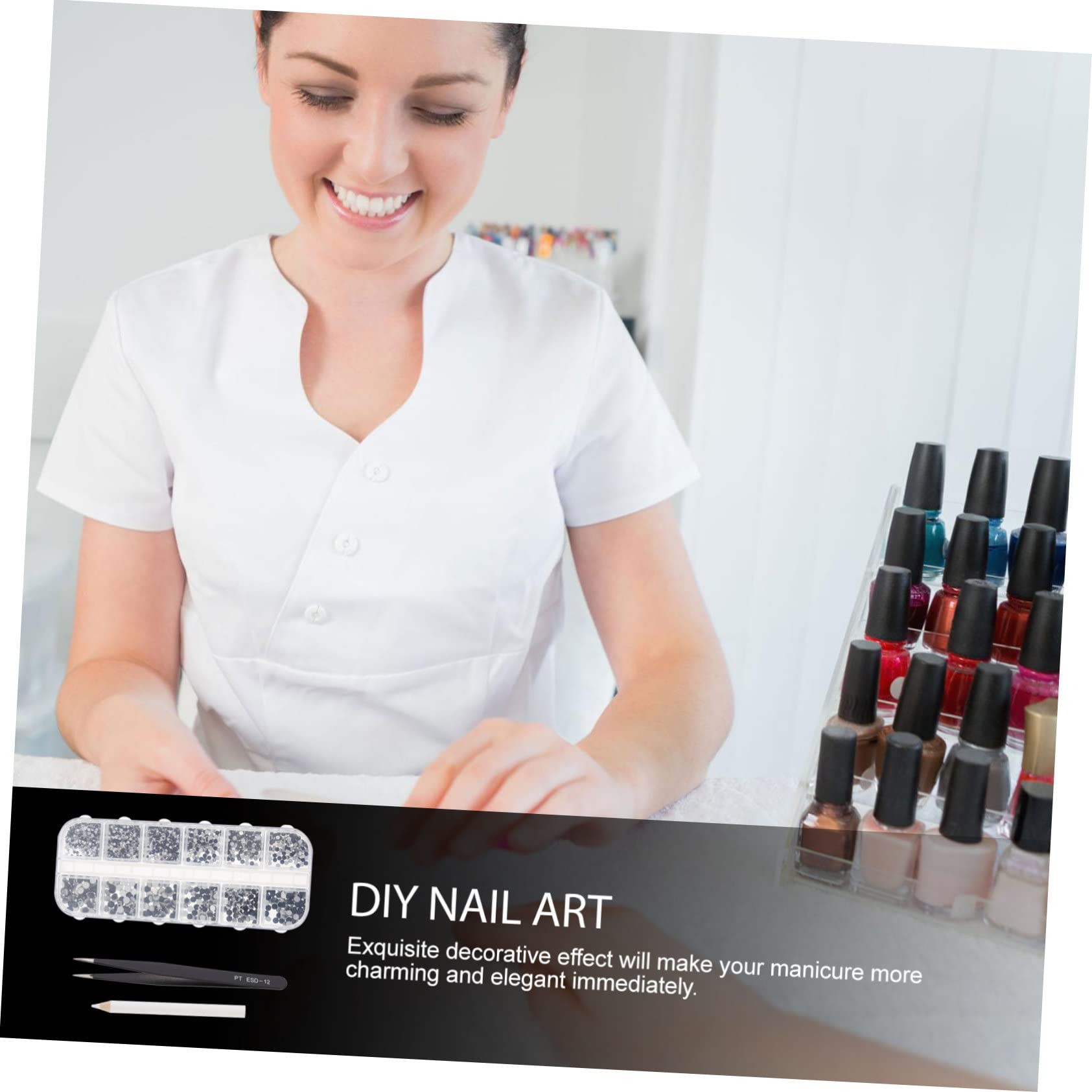FRCOLOR 5juegos Decoraciones De Uñas De Pedrería De Compartimentos Rhinestones Para Manicura Suministros De Arte De Uñas